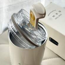 1-Piece 304 Stainless Steel Insulated Coffee Mug, Portable Elegant Thermal Mug With Leak-Proof Lid, All-Year-Round Vacuum Bottle For Hot And Cold Drinks - 乳白色 - 查看 4