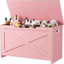 Huisuilinss Storage Chest,Storage Bench With Safety Hinges,Farmhouse Large Toy Chest,15.8x30x17.7 Inches,Storage Trunk For Entryway,Bedroom,Living Room - Pink - View 7
