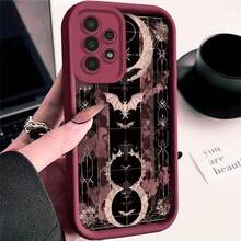Mysterious Magic Bat Pattern Phone Case For Galaxy A01/A02S/A03/A03s/A05/A10s/A11/A12/AApple 13/A14 5G/A15 4G/A20s/A21s/A22/A23/A30s/A31/A32/A34/A50/A51/A52/A52s 5G/A53 5G/A54 5G/A70/A71/A72/A73 5G/S20/S21/S22 5G/S22+ 5G/S22 Ultra 5G/S23/S23+ - Burgundy - View 4