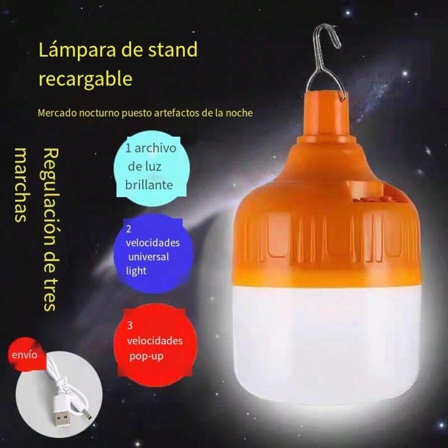 Lámpara de carga de 50W, linterna de emergencia para el hogar, lámpara de camping, bombilla LED recargable por USB, lámpara de tienda portátil, lámpara de trabajo