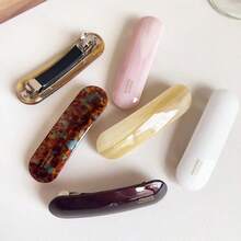 1个女士简约百搭大理石纹醋酸纤维发夹，优雅枕部弹簧夹，适合日常佩戴，爪夹