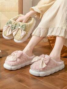 Bolsa com laço, sapatos femininos para usar em casa, sapatos quentes para usar em casa - Verde - Ver 5