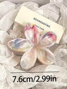 3个/1个女士白色和紫色彩色7.6厘米/2.99英寸花朵大号轻便塑料发夹，时尚百搭高端优雅简约纯色发爪，适合日常外出、休闲、派对、通勤、海滩、度假、发型设计、洗脸、沐浴、化妆、服装配饰，优雅爪夹冬季发饰时尚发夹夏季 - 彩色 - 查看 2