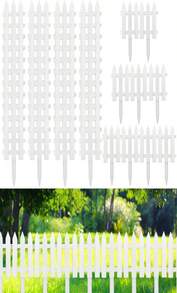 Anglechic 72 Pack White Garden Fence With 72 Insert Lawn Picket Fence Garden Border Decorative Plastic Panels For Landscape Path Flowerbeds Plant Yard, 669'' L X 787'' H - ColorA - View 1