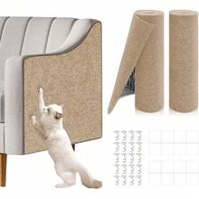 2 Pcs 39.4"X15.8" Cat Scratch Mat, Cat Scratch Couch Furniture Protector, Triable Self-Adhesive Cats Scratch Pads, DIY Cat Scratcher For Wall Protector And Covering Cat Tower (Khaki),23942245 - 卡其色 - 查看 1