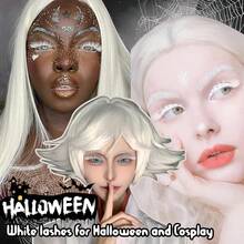 White Lashes Natural Look Eyelashes Halloween White Eyelashes Eye Lashes Band Lashes Halloween Cosplay Lash Extensions Wispy False Lashes Pairs - 萬聖節睫毛 - 查看 4
