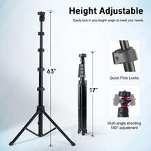A Set Of 12-Inch LED Ring Light | Portable Fill Light, With 63-Inch Bracket Stable And Portable, 3-Color Light Can Be Switched At Will, USB Power Supply Is Simple And Convenient, Whether It Is Indoor Live Broadcast, Professional Photography, Video Conferencing, Or Outdoor Vlog Shooting, Can Provide You With Professional And Uniform Fill Light Effect. - màu đen - Xem 2