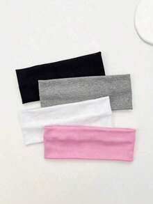 1 Piece Of Women's Multi-Colored High-Quality Fashionable Hairband, Face Washing Hairband, Suitable For Daily Wear, Gym Use, Hair Wrapping Band, Sweatband, Plain Color/Casual/Polyester - trắng - Xem 5