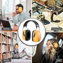 ProCase Orejeras contra Ruido, Protección Auditiva Cancelación Sonido Antiruidos NRR 32dB Auricular  Audífonos Protector del Oído para Caza Campo Trabajo Máquina Lugar Ruidoso - Naranja - Ver 7