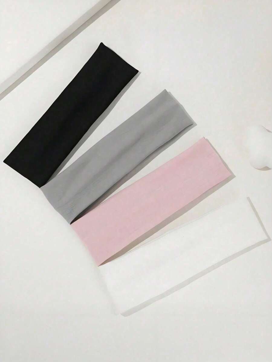 4条/套纯色运动头带，经典纯色头带，适合日常瑜伽、健身或忙碌时固定头发——专为女孩设计，柔软弹力面料舒适贴合，简约颜色百搭。是喜爱休闲时尚风格的女孩必备单品。发饰、秋季头巾、女孩头巾、时尚头巾、秋季发带、冬季节日服饰 - 彩色 - 查看 1