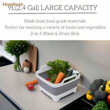 Collapsible Wash Basin 9L Foldable Dish Tub With Drain Plug Portable Collapsible Dish Basin Camping Sink For Washing Dishes Laundry And Kitchen Use Gray - Xám - Xem 7