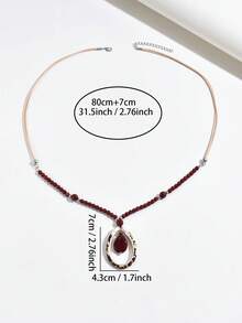 1pc Fashionable Casual Metal Alloy Beaded Necklace, Suitable For Women's Daily Wear - Multicolor - View 6