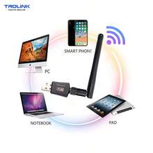 Adaptador de señal WiFi AC600 para PC, adaptador de red USB inalámbrico de doble banda de 2,4 G/5,8 GHz, antena amplificadora de señal WiFi ultrapotente para computadoras portátiles de escritorio compatibles con Windows. - Negro - Ver 4