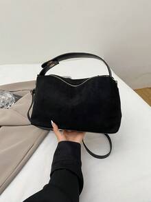 Geantă de umăr din catifea de căprioară, la modă, retro, toamnă/iarnă 2025, versatilă, de înaltă calitate, în stil vintage, pentru femei