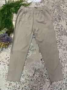 Women's Plusd Pants In Stretch Twill Fabric - Beige - View 5