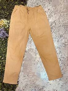Women's Plusd Pants In Stretch Twill Fabric - 芥末黃 - 查看 4