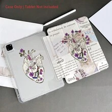 1. 宗教心形图案保护套，印有圣经经文 - 宗教和艺术爱好者的理想之选，宗教主题平板电脑配件，带笔槽的平板电脑保护套 - 彩色 - 查看 3