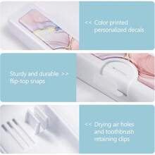 Toothbrush Travel Case - Pattern, Holder And Covers For Toothbrushes, Includes Tongue Scraper Case - 2件-1 - 查看 3