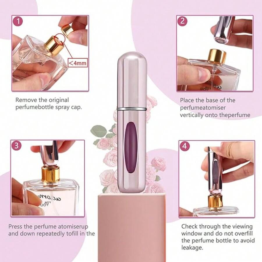 1pc 5ml Sprayer Perfume Bottle Empty Travel Portable Mini Aluminum Perfume Atomizer Spray Bottle - Hồng - Xem 1