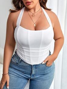 Blazique Áo corset nữ thanh lịch cỡ lớn co giãn bằng lưới có gọng định hình eo Áo hai dây buộc sau lưng hở lưng định hình hàng ngày thoải mái, thường ngày, trang phục Halloween, trang phục Giáng sinh, Lễ tạ ơn - trắng - Xem 5