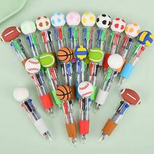 4-In-1 Multi-Color Sports Ball Pen, Suitable For Office, Sports Enthusiasts, Back To School Gifts, Football Parties, Parties, Office Supplies, Sports Themed Accessories, Fun Stationery, Smooth Writing, Plastic Pen, Writing Tool, Replaceable Refill, Sports Fans, Office Employee Christmas Gifts - Multicolor - View 2