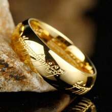 Epic Mystic Ring With Ancient Runes, Stainless Steel Couple Bands, Symbol Of Strength Eternal Band, Unique Gift For Him - 金色 - 查看 2