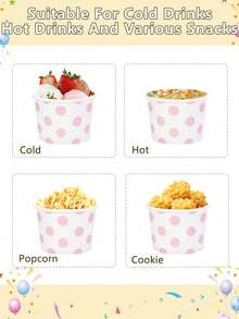 10pcs/20pcs/50pcs Light Pink Dot Paper Ice Cream Cups White And Pink Dessert Bowls For Hot Or Cold Food Party Supplies Treat Cups For Sundae Frozen Yogurt Soup Birthday Babe Shower Wedding Party Favors - Pink - View 6