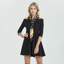 35.4" Classic Chain Print Satin Square Scarf – Elegant Imitation Silk Sunscreen Shawl, Versatile Hijab & Beach Towel For Women, Perfect For Spring & Summer Travel - F90SD22080189-3-đỏ - Xem 10