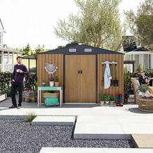 10x12 Ft Outdoor Storage Shed, Extra Large Metal Shed With Lockable Doors, Windows, Outside Steel Tiny House Ideal For Garden, Backyard, Patio Utility, Tool Storage, Chicken Coops - Default - View 9