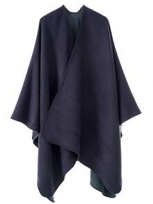 1pc Women Simple Ombre Solid Reversible "Poncho" Scarf, Casual & Warm For Outdoor, Autumn/Winter - Multicolor - View 18