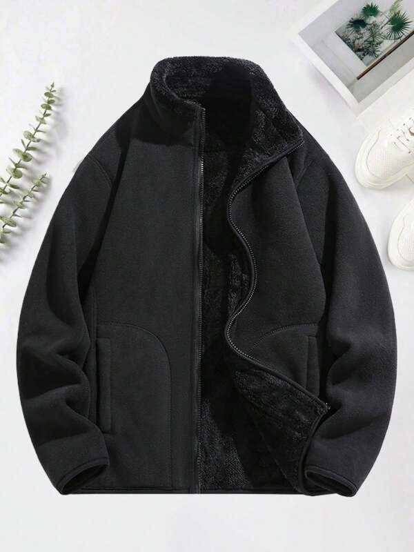 Jaqueta Fleece Casual Versátil para Uso Externo Feminina