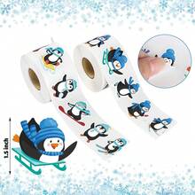 Tendencia1200 pegatinas de muñeco de nieve en rollo de Navidad, muñeco de nieve, pegatinas de sobres de Navidad, surtido de muñecos de nieve, rollo para niños, invierno, Navidad, día festivo, fiesta, decoración de regaloCalidad premium - Pingüino - Ver 4