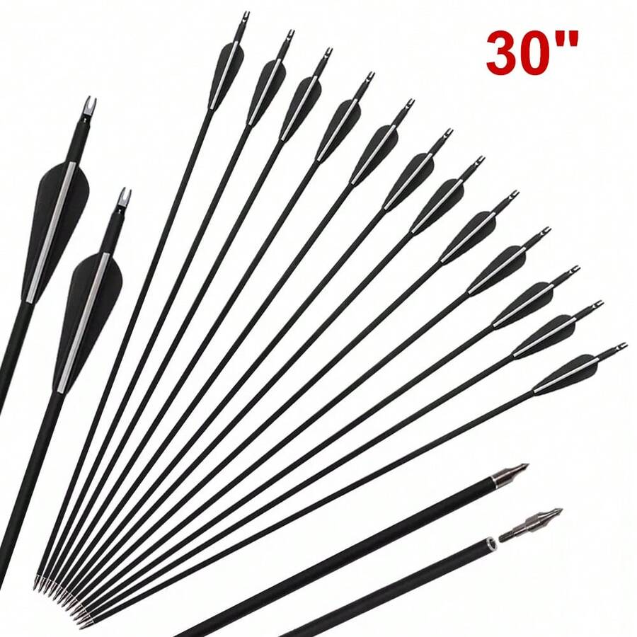 Arco recurvo desmontable de 57 pulgadas para jóvenes arqueros, arco largo de caza negro con/O set de 12 flechas para principiantes adolescentes diestros o zurdos - Peso de tiro 30 libras 40 libras - Solo 12 flechas - Ver 1