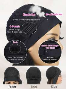 Kinky Curly Headband Wig, Glueless Wig, Curly Headband Wigs For Women, Human Hair, 200% Density, Ready To Wear, Deep Wave Blend Human Hair Wigs, Non Lace Front Wigs, Human Hair, Pull On And Go, Curly Bob Glueless Wigs, Brazilian Deep Wave Headband Wig, Natural Color, Black Wig, Beginner Friendly, Pull On And Go, Deep Wave Headband Wig, No Glue, Blend Human Hair Headband Wig For Daily Use, Beginner Friendly For Halloween - Natural Black - 查看 9