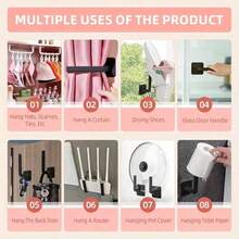 4Pcs No-Drill Wall Hat Organizer – Adhesive Baseball Cap Racks, Space-Saving Wall Hooks For Hats, Accessories & More (Black, Easy Installation) - Black 4pcs - View 4