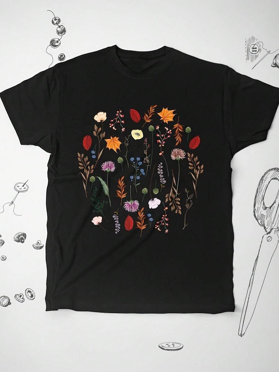 Botanical Shirt Tshirt T Shirt Graphic Design With Aesthetic Flowers Plants Leaves Nature Cottagre Uni Shirt For Wo Gift - 款式14 - 查看 1