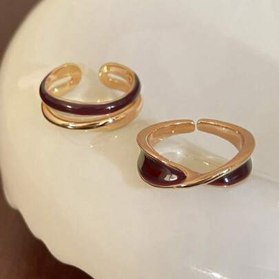 2pcs Minimalist Fashionable Elegant Everyday Versatile Luxurious Alloy Ring Set