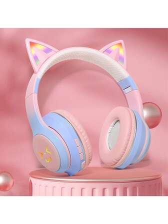 STSEarConect 1pc T60 Over-Ear Wireless/Wired Headphone. It Is A High-Fidelity Music Headphone As Well As A Game Headphone With Low Latency. This Headphone Has Clear Sound Quality, A Cute Cat-Ear Appearance, Is Equipped With A Long-Lasting Battery, And Is Applicable To Android And Systems.