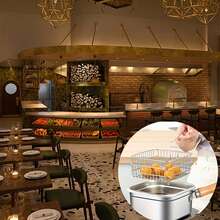 Stainless Steel Deep Fryer Pot With Basket & Tongs, Square Induction Compatible Fry Pan For Indoor Outdoor Cooking - Silver - View 4