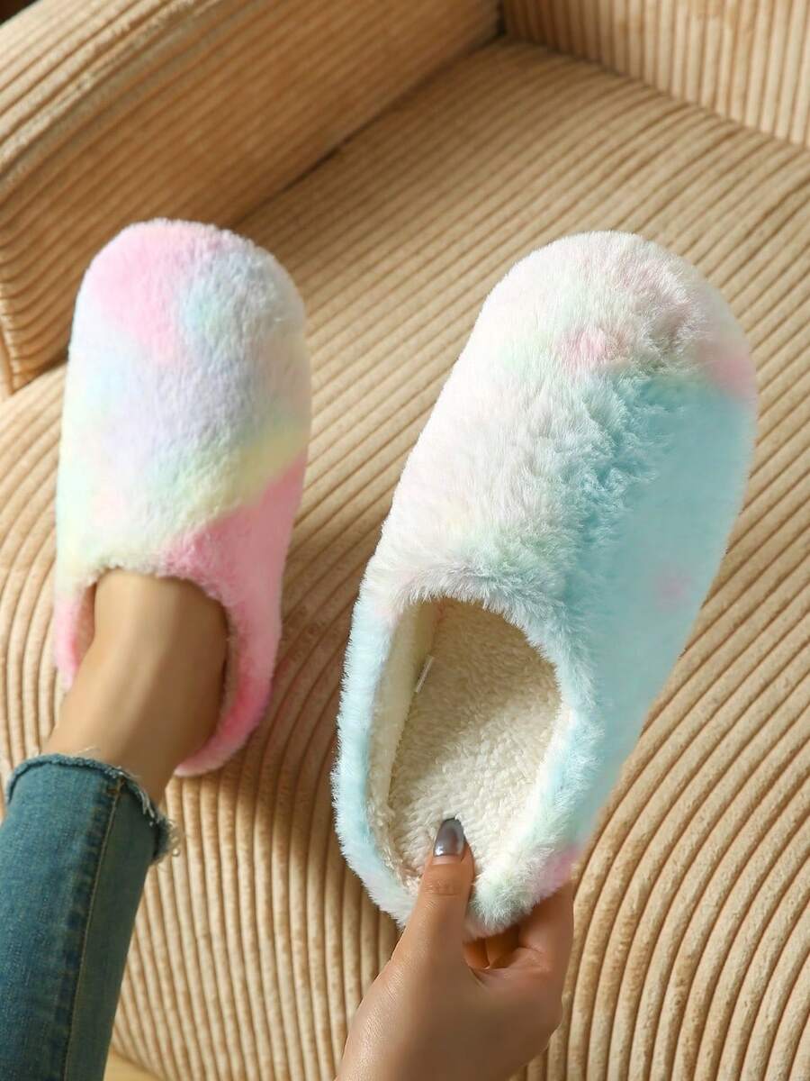 秋冬新款女士舒适兔毛拖鞋 - 彩色 - 查看 1