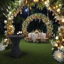 eluckya 43x32Inches Round Tablecloth, High-Quality Polyester Fabric, Available In A Variety Of Colors And Sizes, Stretchable, Washable, Wrinkle-Resistant, Suitable For Weddings, Holiday Parties, Catering Events, Kitchen Decorations, Christmas Decorations, Halloween Textiles, Banquets, Parties, Fall Decorations, Bridal Showers, Table Decorations, Thanksgiving, Home Decorations, Bars - 黑色 - 查看 3