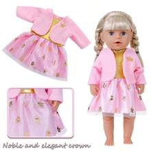 Crown Pattern Doll Dress Set, Elegant Dress With Embroidered Jacket Combo, Fits 17-18 Inch Dolls (Doll Not Included), Best Christmas Gift For Kids - Multicolor - View 6