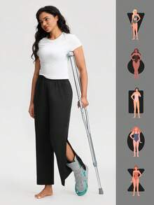 Tear Away Pants For Women Loose Side Full Open Sweatpants Pockets Breakaway Pant Post Surgery Adaptive Clothing - màu đen - Xem 5