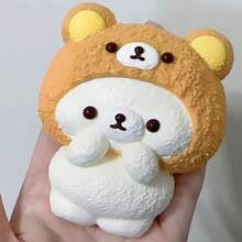 1个2025新款轻松熊挤压玩具，硅胶材质，耐用，美观，减压玩具 - 生日礼物、圣诞礼物、完美礼物、收藏品 - 彩色 - 查看 1