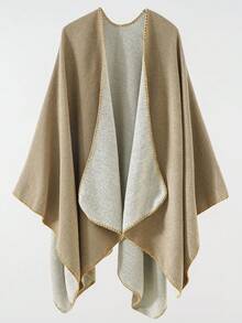 1pc Women Simple Ombre Solid Reversible "Poncho" Scarf, Casual & Warm For Outdoor, Autumn/Winter - Multicolor - View 15