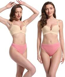 High Waisted Cotton Thongs For Women, Breathable Plus Size Multipack - 黑色*1 白色*1 淺藍色*1 淺紫色*1 粉紅色*1 卡其色*1 - 查看 7