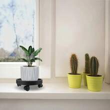 Heavy-Duty Plastic Flowerpot Tray With 4 Smooth Rollers And Thickened Base - Circular High-Quality Design Suitable For Large Flowerpots, Indoor/Outdoor Use - Multicolor - View 7