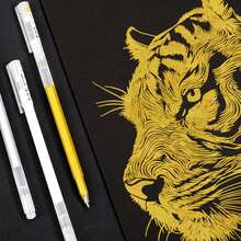 Set de 3 bolígrafos de gel metálicos (oro, plata, blanco), con flujo de tinta suave y cobertura fuerte, bolígrafos resaltadores para papel negro, diarios, elaboración de tarjetas, scrapbooking, bocetos, acentos de acuarela, manualidades DIY