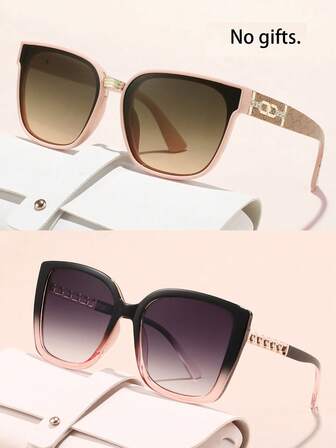 2pcs New Geometric Frame Superior Quality Elegant Brand Design Women Fashion Glasses (No Gifts)For Outdoor Activities Shopping Driving Accessories Ideal Choice For Gift