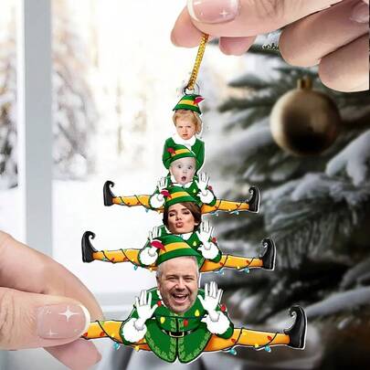 Customized Personalized Couple Funny Spirit Photo Acrylic Decorative Hanging Ornaments Customized Funny Faces For Husband And Wife Valentine's Day, Christmas, Anniversary, Wedding Photo Gifts Christmas Gifts, Christmas Decorations